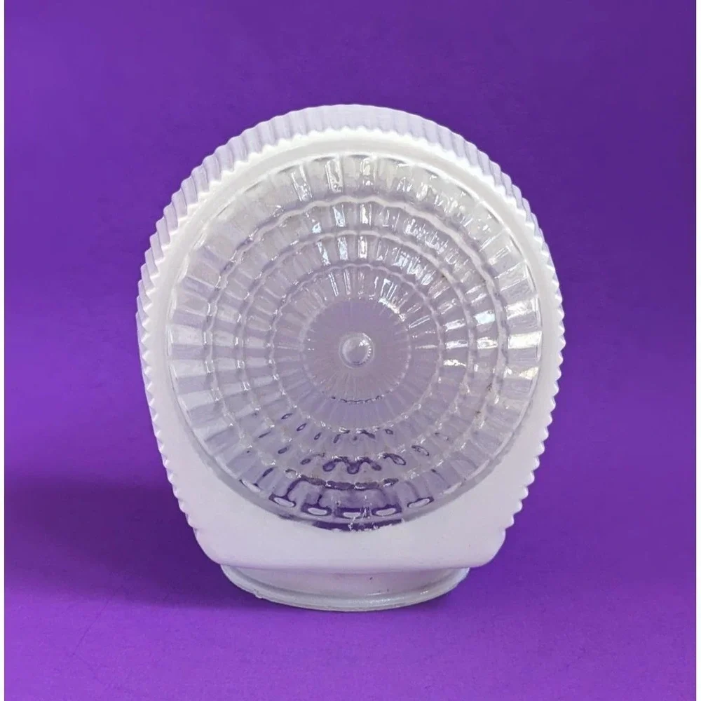 Vintage Art Deco White & Clear Glass Ribbed Ceiling Porch Light Shade Sunburst